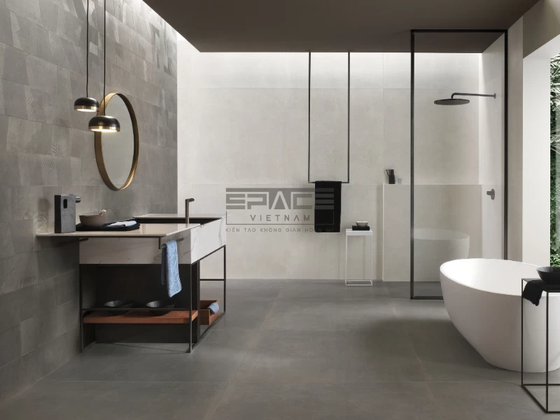 Mẫu gạch lát nền nhà tắm nhám vân xi măng