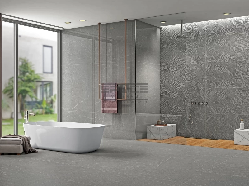 Mẫu gạch lát nền nhà tắm nhám vân đá
