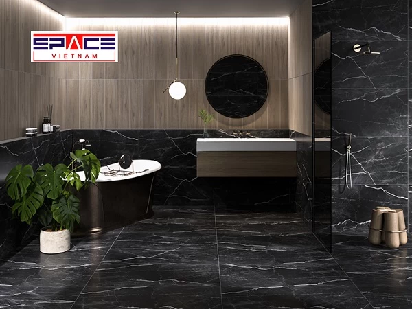 Mẫu gạch vân xi măng hiện đại ốp phòng tắm