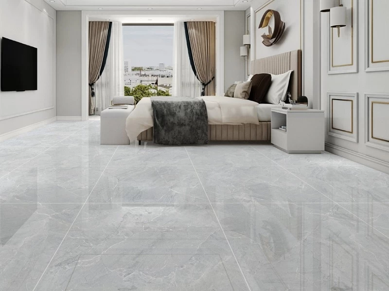 Mẫu 3: Gạch lát nền vân đá Marble màu xám