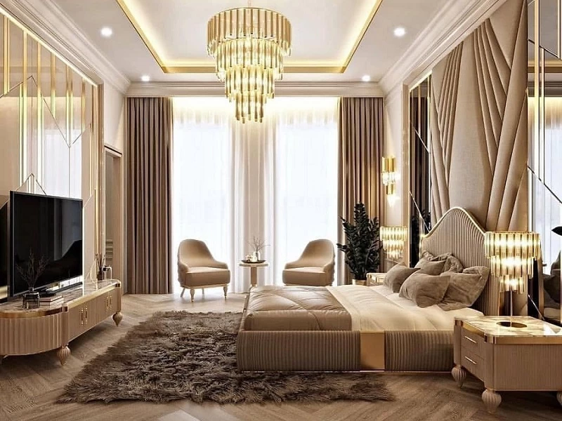Mẫu 21: Gạch lát nền cho phòng ngủ cổ điển màu nâu