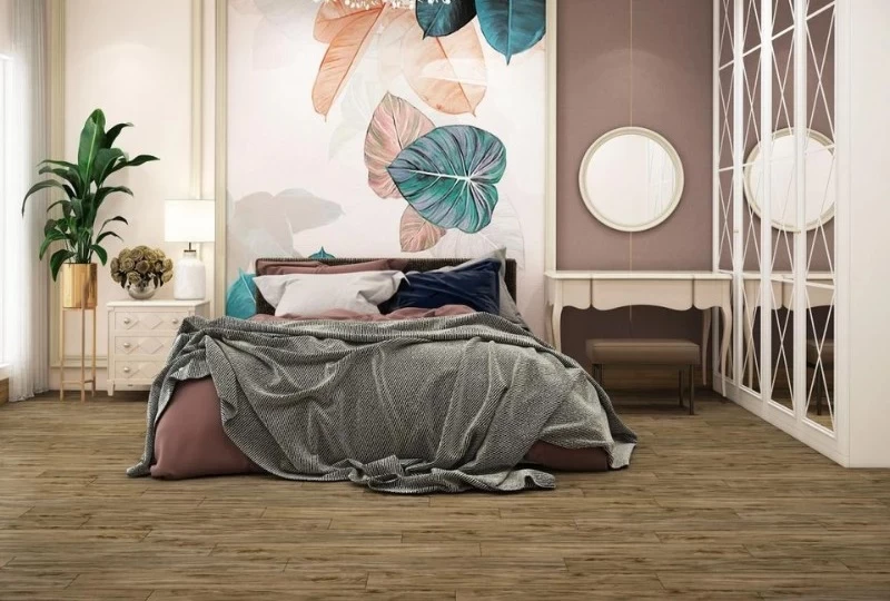 Mẫu 19: Gạch lát nền phòng ngủ vân gỗ đẹp