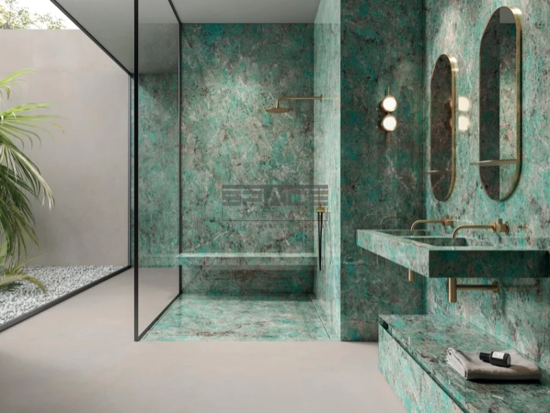 Mẫu gạch ốp tường nhà tắm vân đá 10