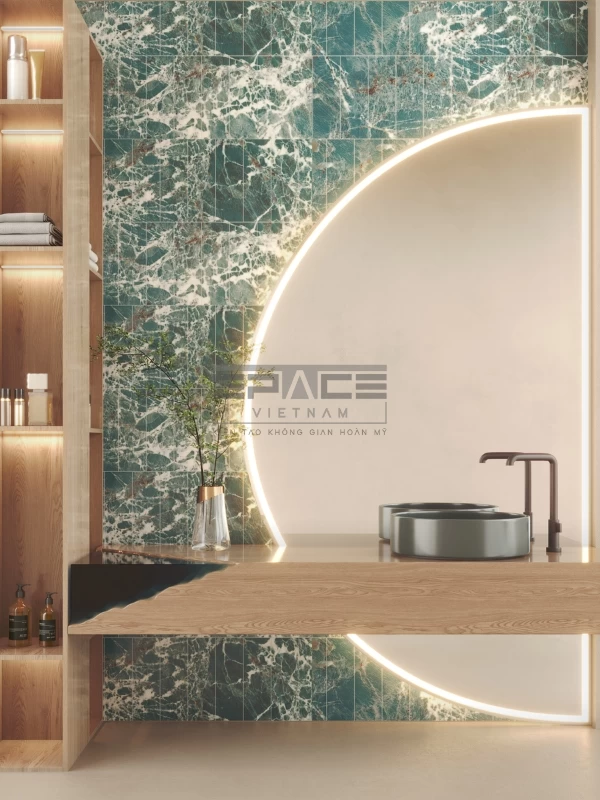 Mẫu gạch ốp nhà tắm màu xanh 28