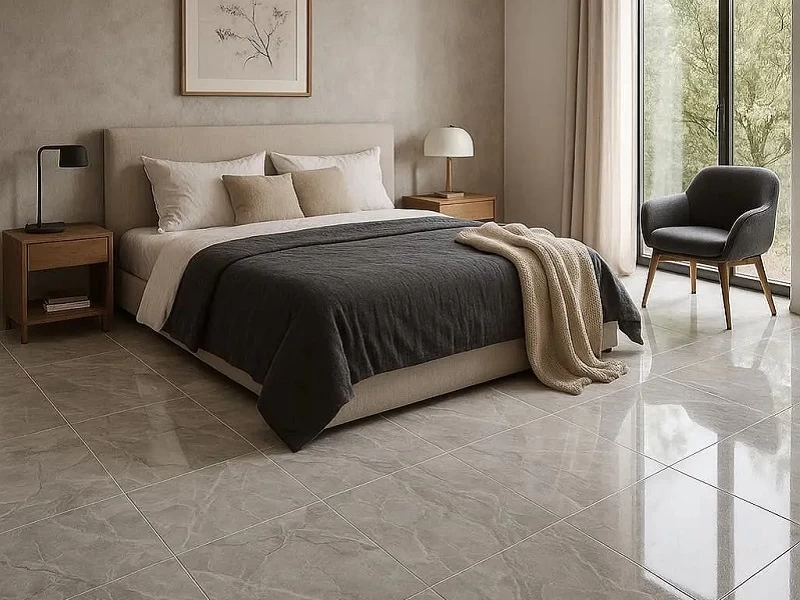Mẫu 29: Gạch trơn lát phòng ngủ giả vân đá Marble