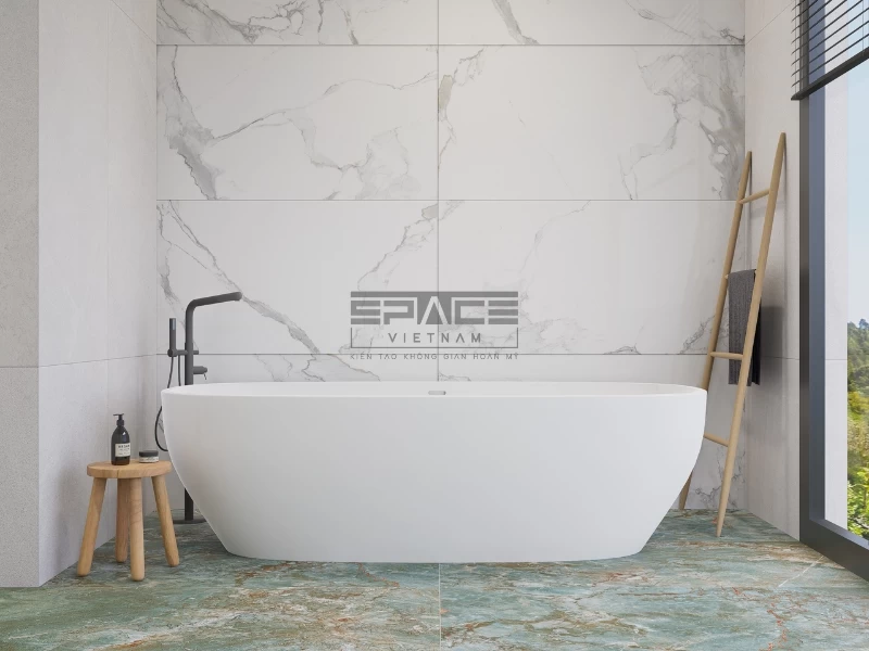 gạch ốp nhà tắm màu trắng 2