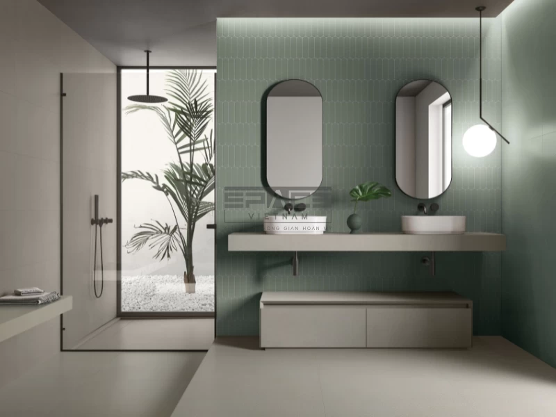 Mẫu gạch ốp nhà tắm màu xanh 03