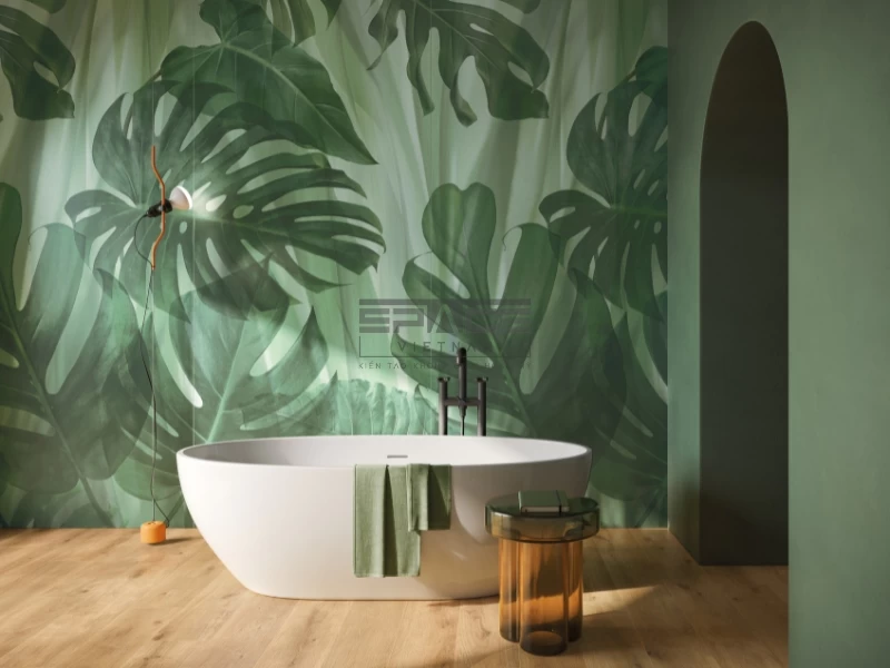 Mẫu gạch ốp nhà tắm màu xanh 05