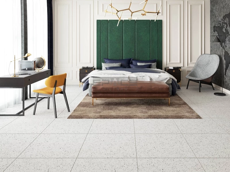 mẫu gạch ốp tường phòng ngủ nhỏ đơn màu