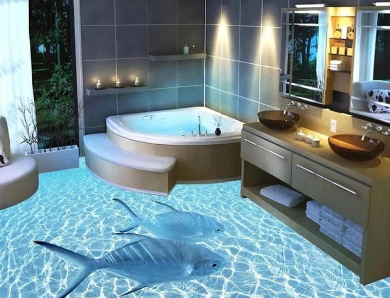 Mẫu gạch lát nền phòng tắm 3d 3
