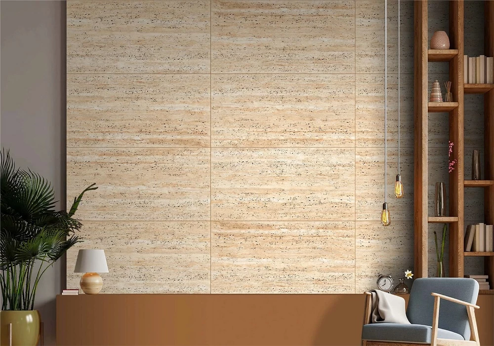 Mẫu gạch phòng ngủ giả đá Travertine