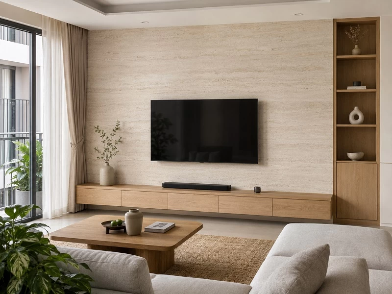 Tấm ốp đá dẻo phòng khách 01