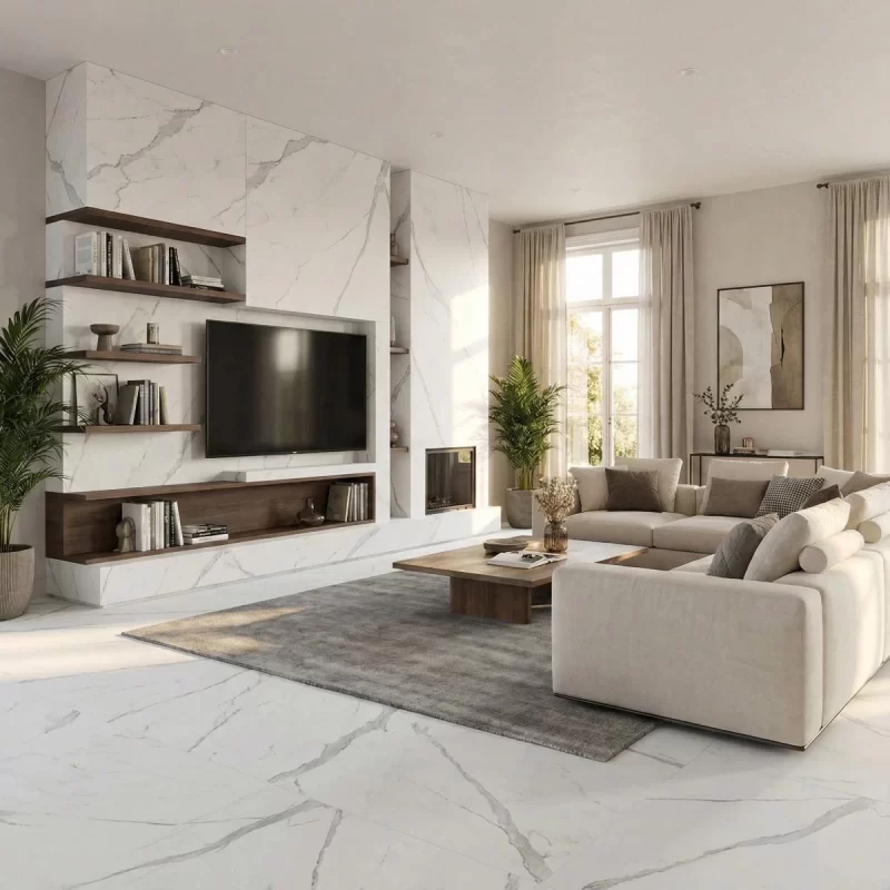 Gạch Lát Nền 40x80 Vân Đá Tự Nhiên / Vân Mây Sang Trọng