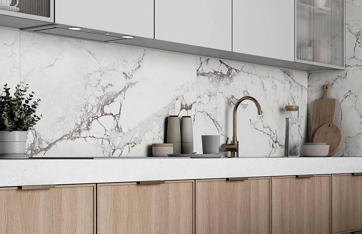 Mẫu gạch Tây Ban Nha vân đá ốp lát bếp